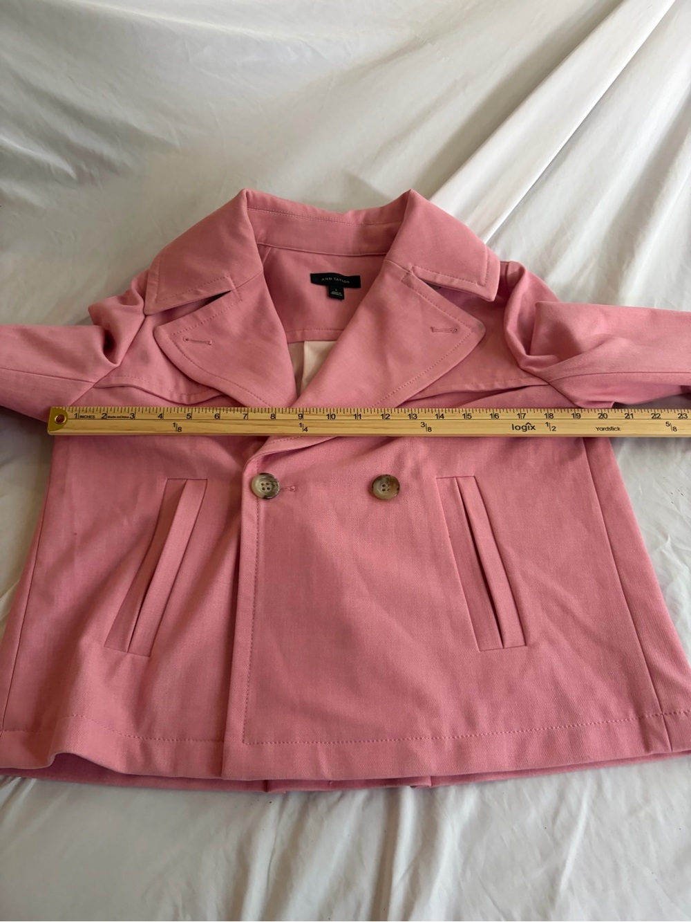 Ann Taylor Pink Cropped Double-Breasted Blazer Size 6 - Picture 7 of 10